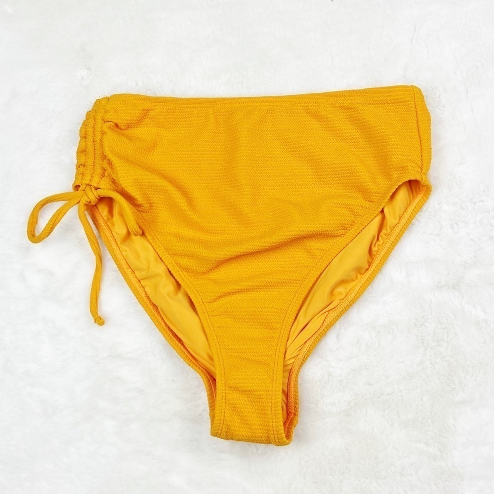 NEW Sea Angel Target Textured Side Drawstring High Waisted Bikini Bottoms Gold